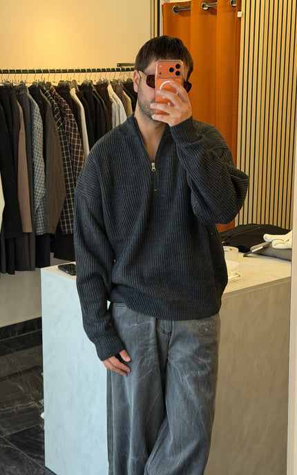 Quarter zip sweater - Antracite