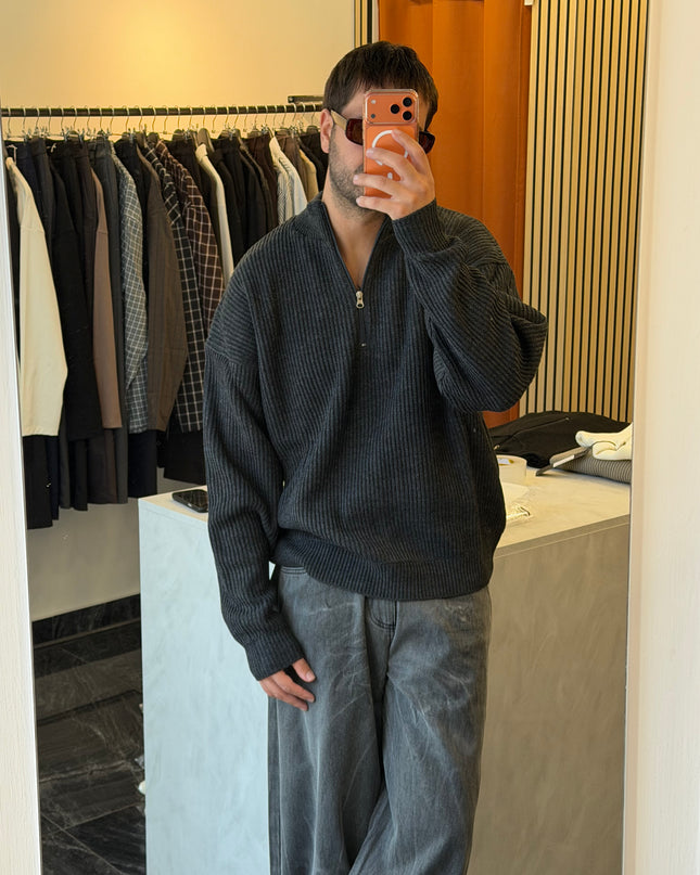Quarter zip sweater - Antracite