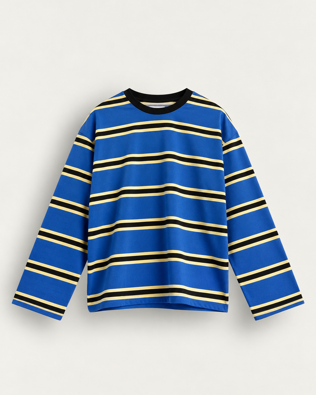 T-shirt a righe maniche lunghe crop fit