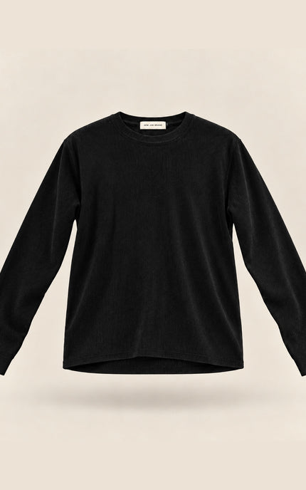 T-shirt in maglia a maniche lunghe -Nera
