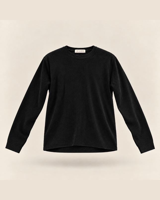 T-shirt in maglia a maniche lunghe -Nera