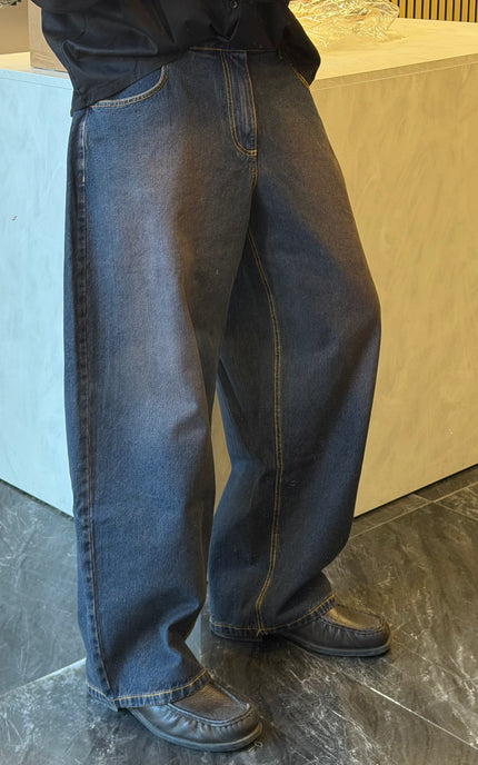 Jeans super baggy con elastico retro