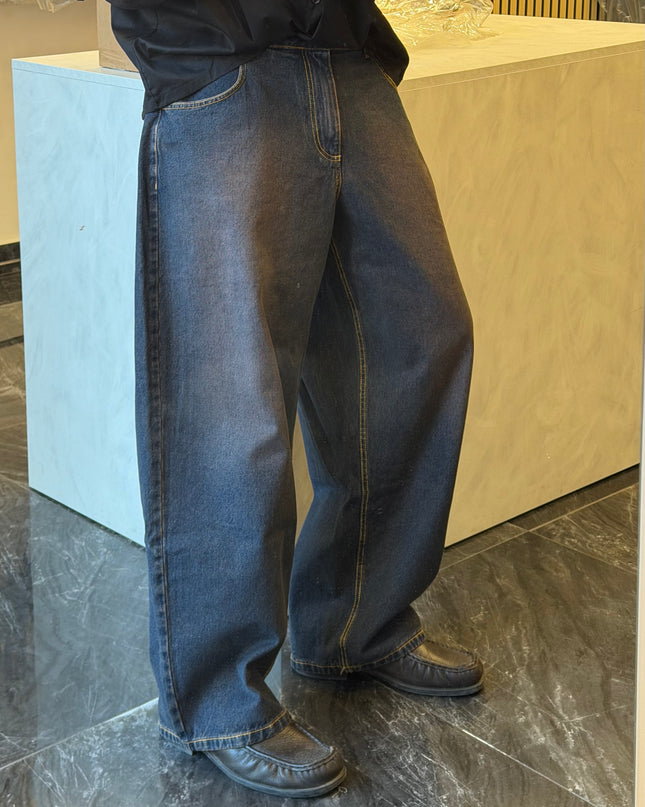 Jeans super baggy con elastico retro