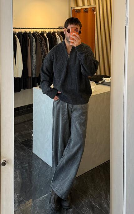 Quarter zip sweater - Antracite