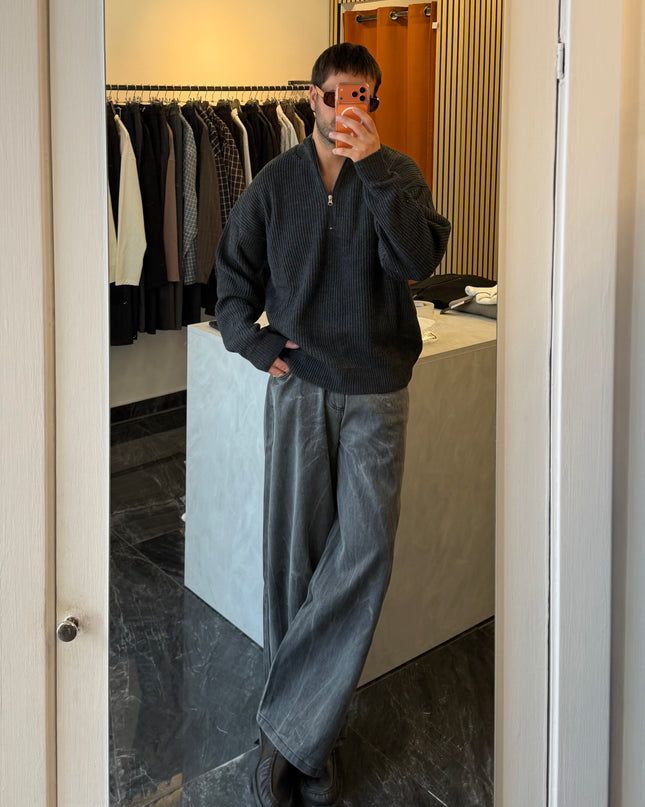 Quarter zip sweater - Antracite