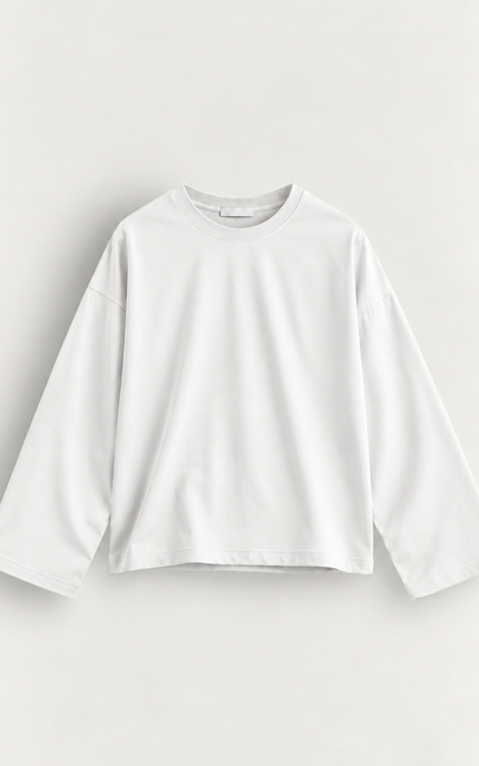 Longsleeve oversize in jersey di cotone -bianca