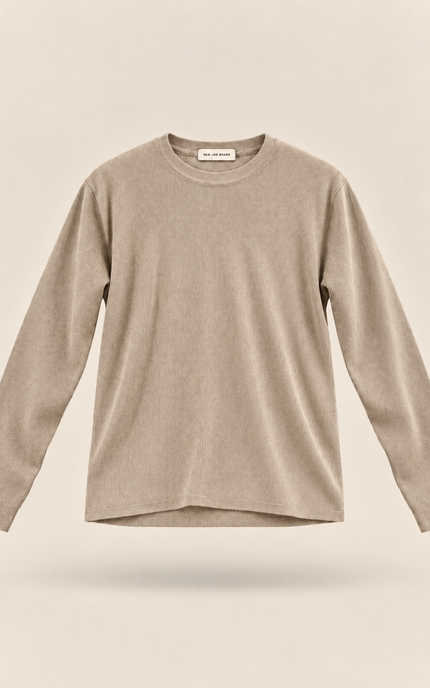T-shirt in maglia a maniche lunghe -Sabbia