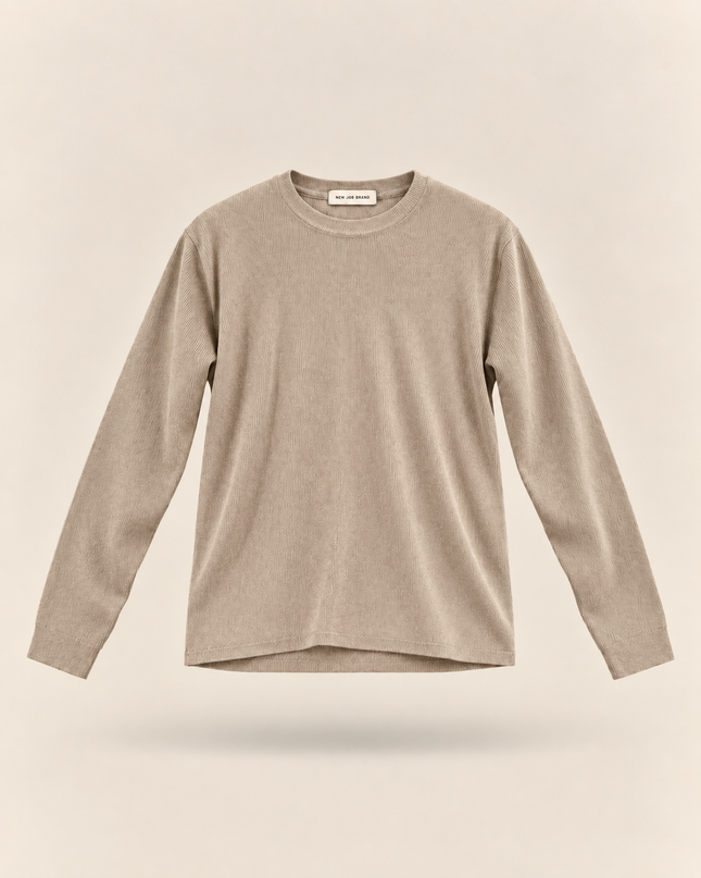 T-shirt in maglia a maniche lunghe -Sabbia