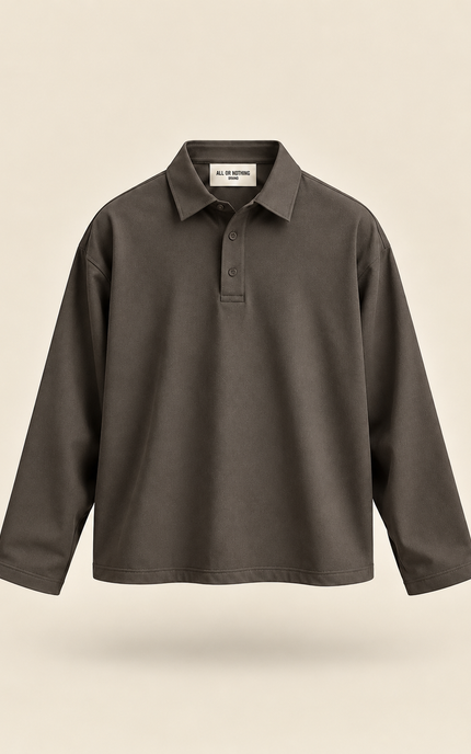 Polo crop in cotone -Moro
