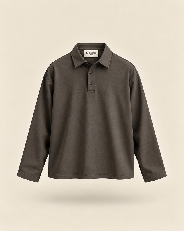 Polo crop in cotone -Moro
