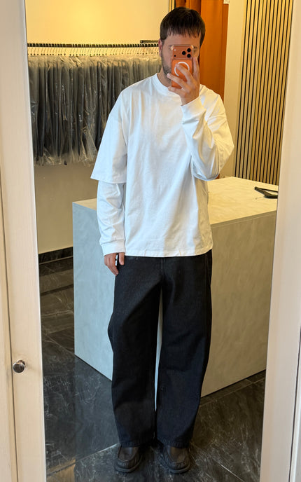 Longsleeve oversize con manica doppiata -Bianca