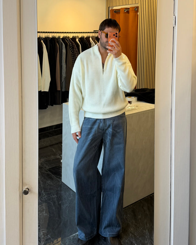 Quarter zip sweater -Panna