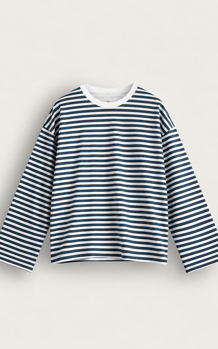 T-Shirt a righe maniche lunghe crop fit