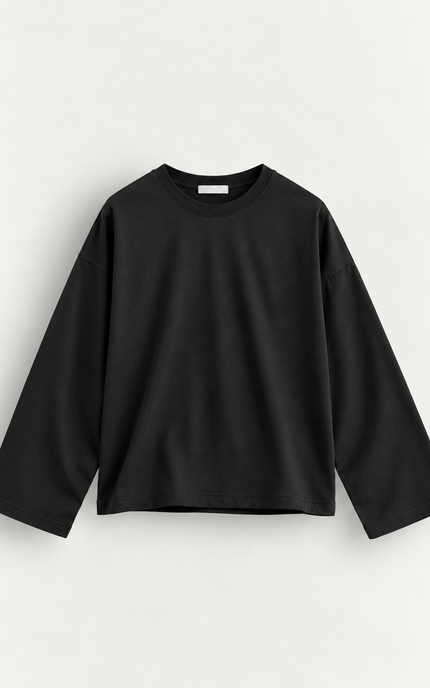 Longsleeve oversize in jersey di cotone -nera