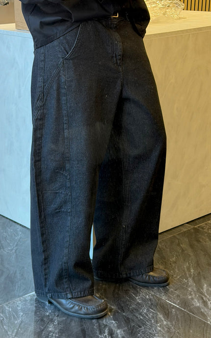 Jeans balloon fit lavaggio 0 nero