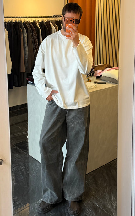 Longsleeve oversize in jersey di cotone -bianca