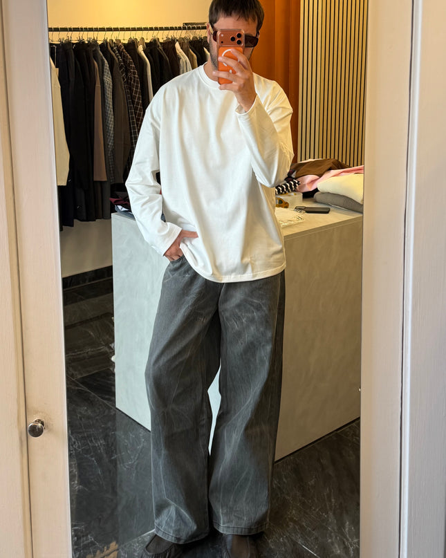 Longsleeve oversize in jersey di cotone -bianca