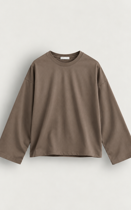 Longsleeve oversize in jersey di cotone -fango