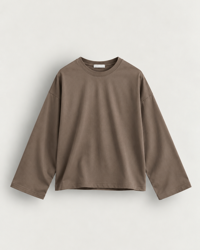 Longsleeve oversize in jersey di cotone -fango