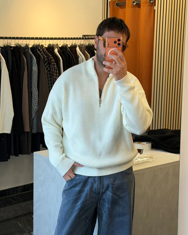 Quarter zip sweater -Panna