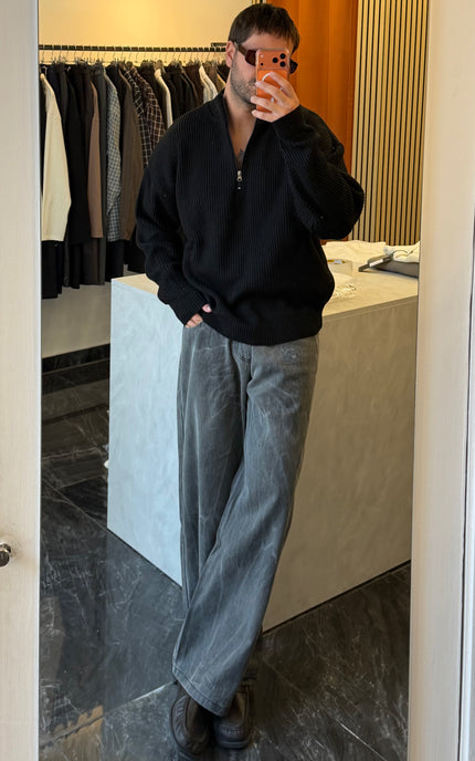 Quarter zip sweater -Nero