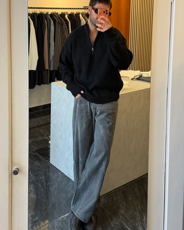 Quarter zip sweater -Nero