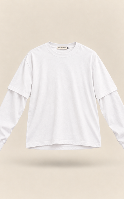 Longsleeve oversize con manica doppiata -Bianca