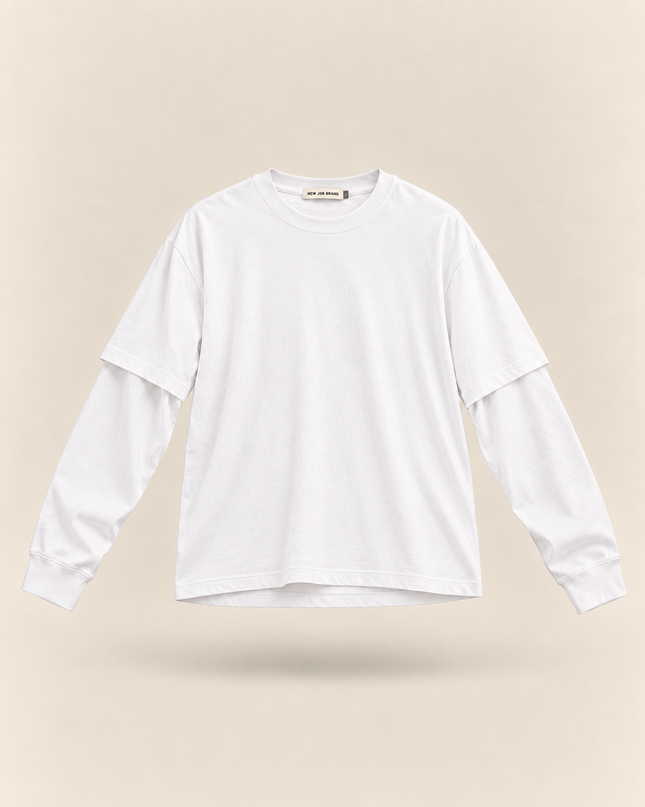 Longsleeve oversize con manica doppiata -Bianca