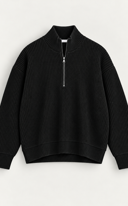 Quarter zip sweater -Nero