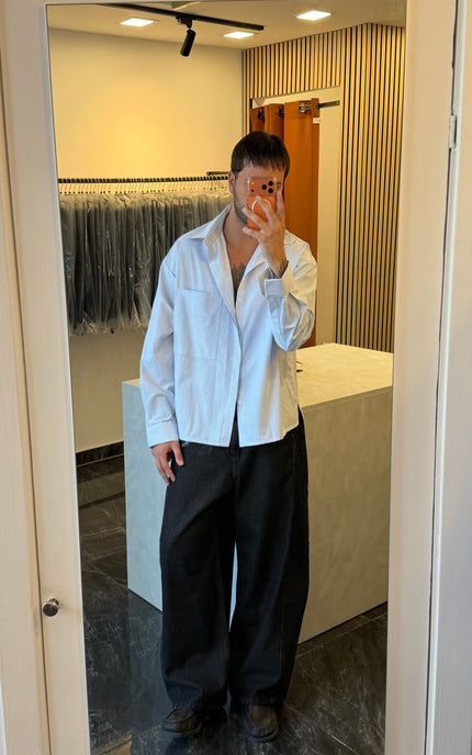 Camicia con tasca fantasia rigata