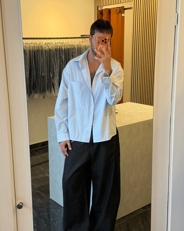 Camicia con tasca fantasia rigata