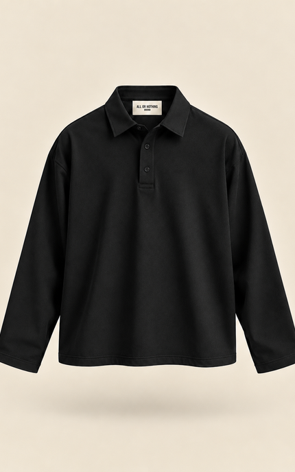 Polo crop in cotone -Nera