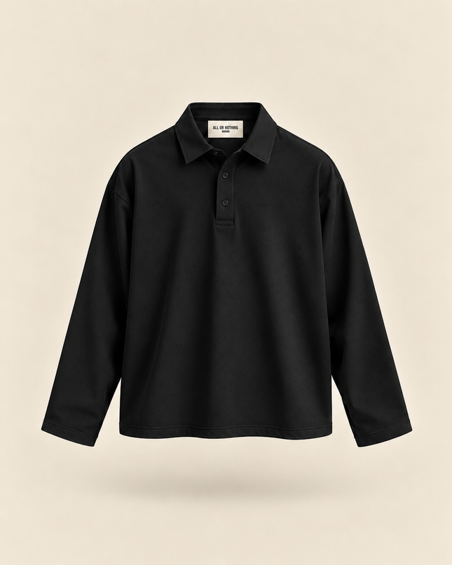 Polo crop in cotone -Nera