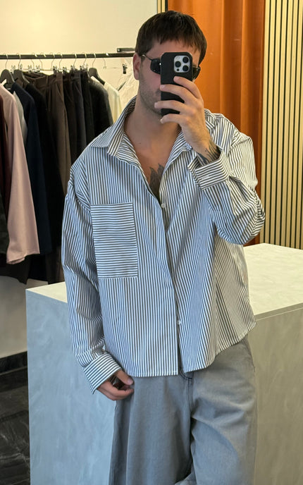 Camicia con tasca fantasia rigata