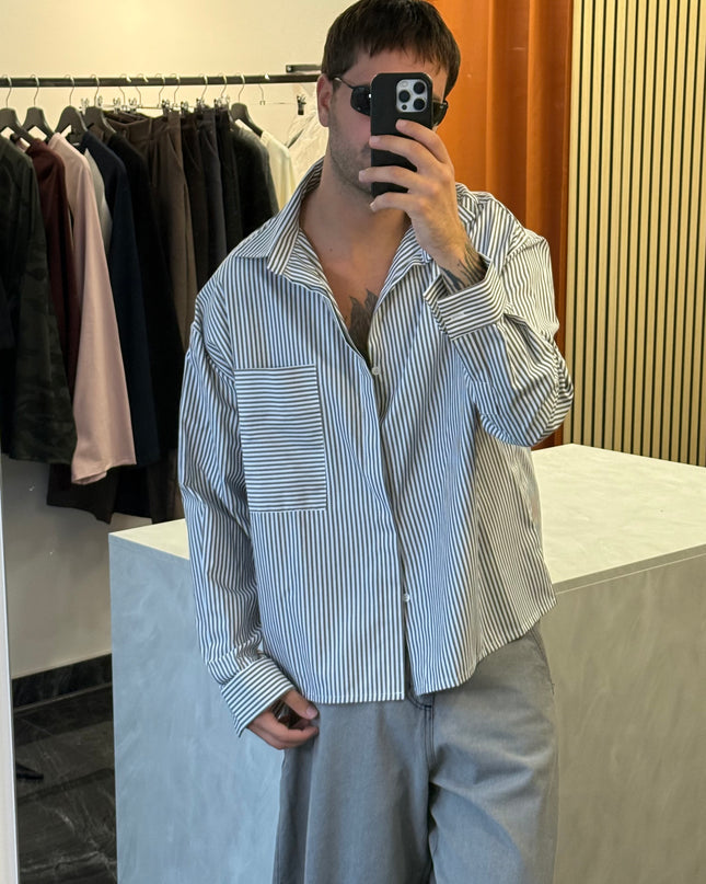 Camicia con tasca fantasia rigata