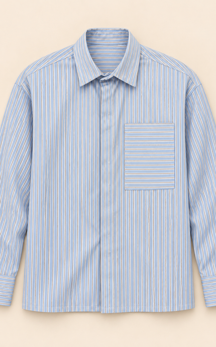 Camicia con tasca fantasia rigata