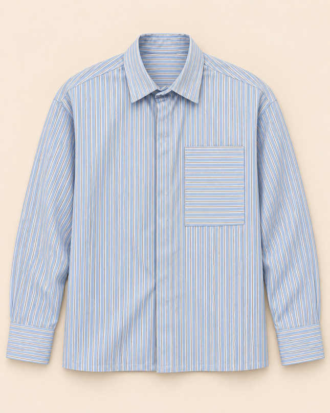 Camicia con tasca fantasia rigata