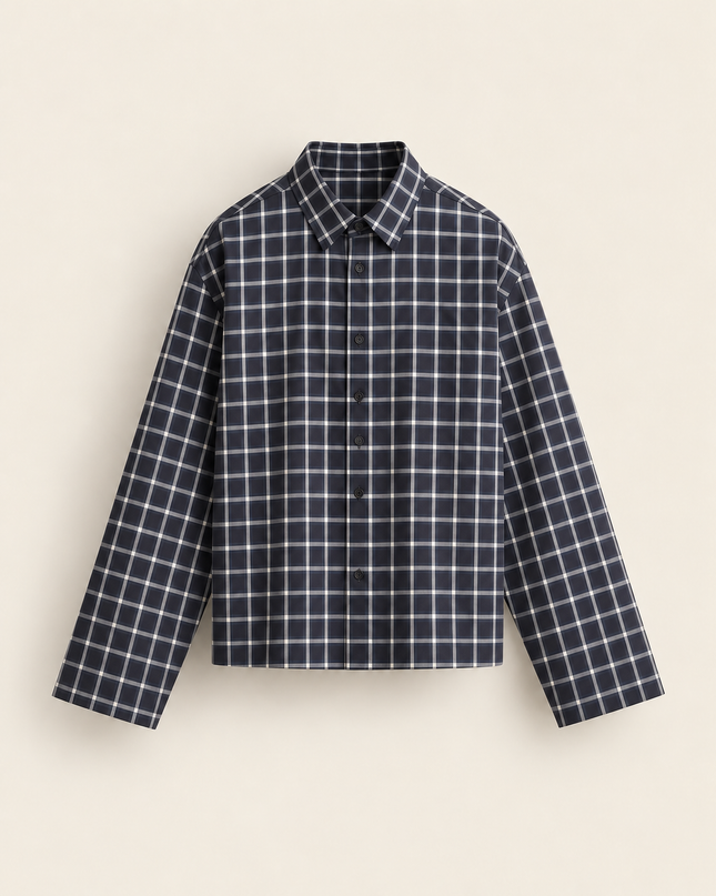 Camicia a quadri con manica ampia -Nera
