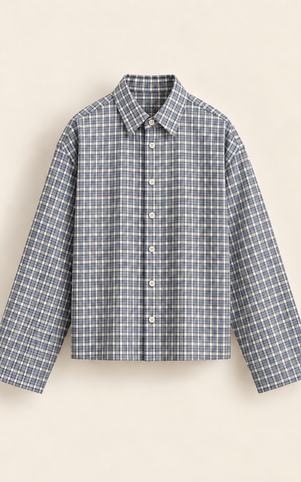 Camicia a quadri con manica ampia
