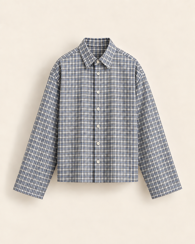 Camicia a quadri con manica ampia