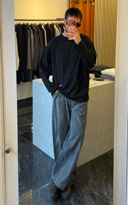 Longsleeve oversize in jersey di cotone -nera