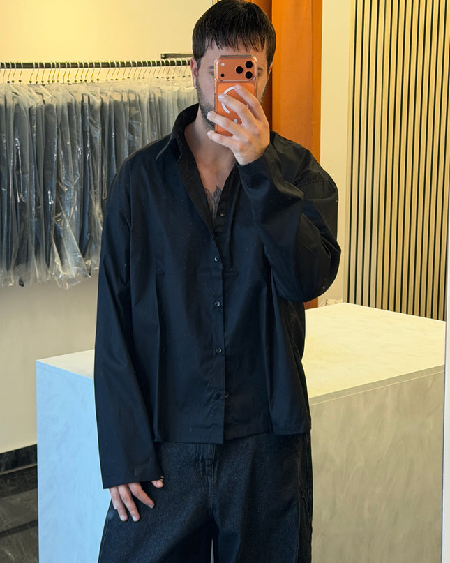 Camicia con manica ampia nera