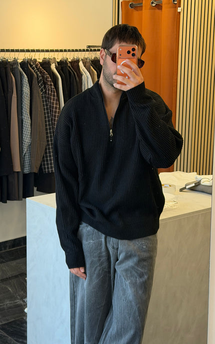 Quarter zip sweater -Nero