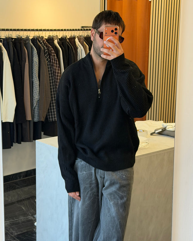 Quarter zip sweater -Nero