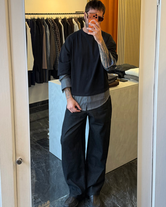Longsleeve doppiata con camicia -nera