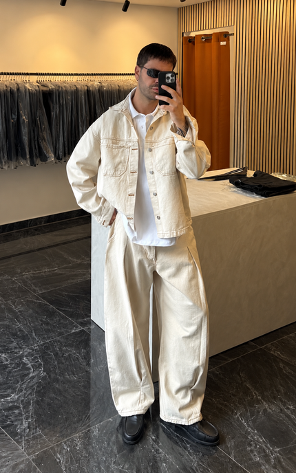 Giacca camicia crop in bull di cotone - da completo
