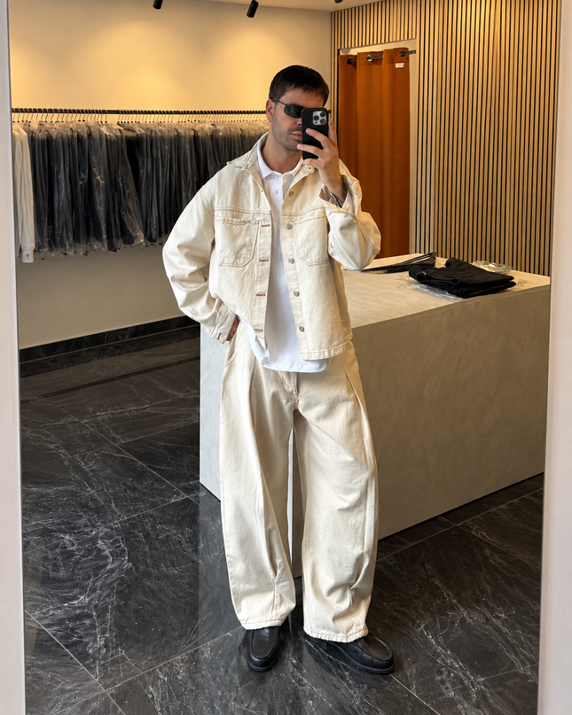 Giacca camicia crop in bull di cotone - da completo