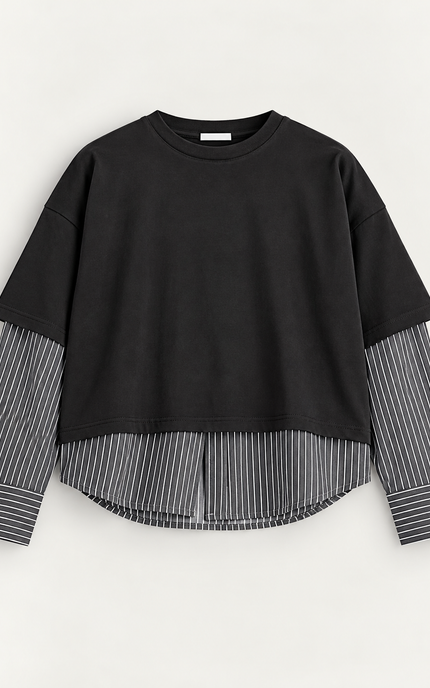 Longsleeve doppiata con camicia -nera