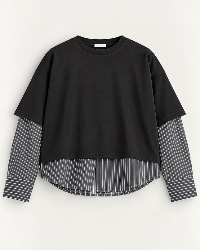 Longsleeve doppiata con camicia -nera