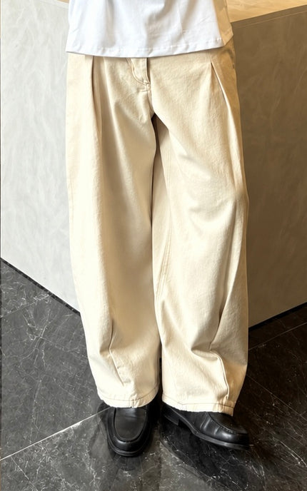 Jeans in bull di cotone con pinces effetto piega - da completo